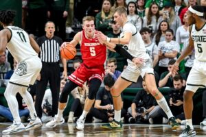 Wisconsin basketball; Badgers forward Tyler Wahl vs Michigan State